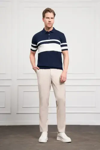 Morven Erkek Lacivert Trend Dynamic Fit Rahat Kesim Polo Yaka T-Shirt - MORVEN (1)