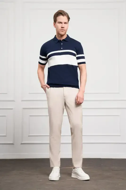 Morven Erkek Lacivert Trend Dynamic Fit Rahat Kesim Polo Yaka T-Shirt - 2