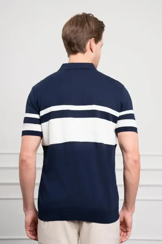 Morven Erkek Lacivert Trend Dynamic Fit Rahat Kesim Polo Yaka T-Shirt - 5