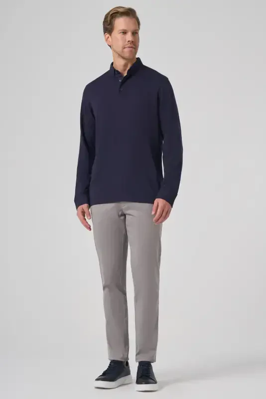 Morven Erkek Lacivert Trend Polo Yaka Rayon Sweatshirt - 4
