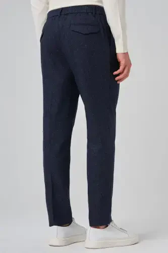 Morven Erkek Lacivert Yünlü Trend Desenli Slim Fit Pantolon - 5