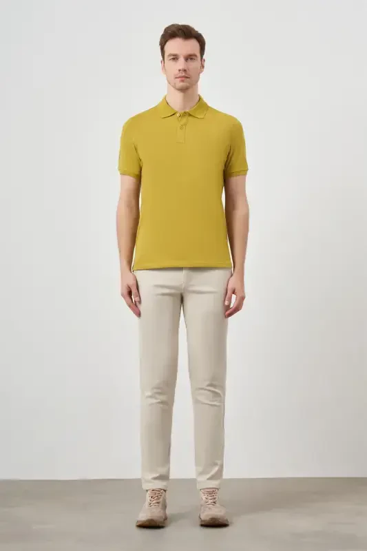 Morven Erkek Limon Küfü Basic Polo Yaka Dynamic Fit T-Shirt - 4