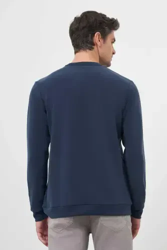 Morven Erkek Marine Trend Bisiklet Yaka Sweat-Shirt - 5