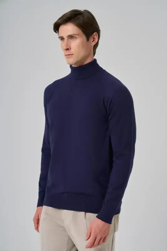 Morven Erkek Marine Trend Core Spun Balıkçı Yaka Dynamic Fit Rahat Kesim Triko - 2