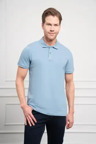 Modazone Erkek Mavi Basic Polo Yaka Dynamic Fit T-Shirt 