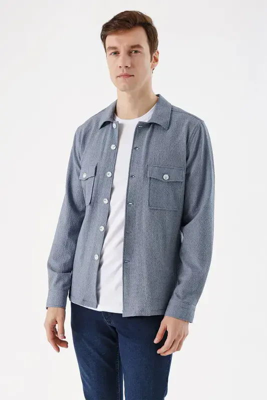 Morven Erkek Mavi Kos Gofre Worker Dinamik Fit Mont - 5