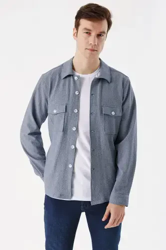 Modazone Erkek Mavi Kos Gofre Worker Dinamik Fit Mont - MORVEN (1)