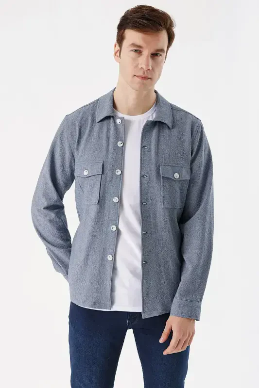 Modazone Erkek Mavi Kos Gofre Worker Dinamik Fit Mont - 2