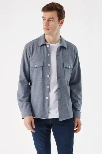 Modazone Erkek Mavi Kos Gofre Worker Dinamik Fit Mont - 3