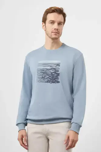 Morven Erkek Mavi Trend Bisiklet Yaka Sweat-Shirt - MORVEN (1)