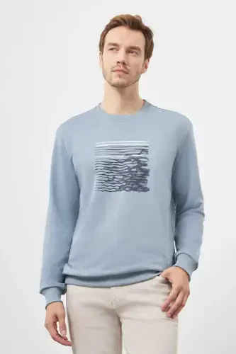 Morven Erkek Mavi Trend Bisiklet Yaka Sweat-Shirt - MORVEN (1)