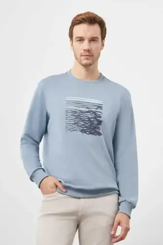 Morven Erkek Mavi Trend Bisiklet Yaka Sweat-Shirt - 4