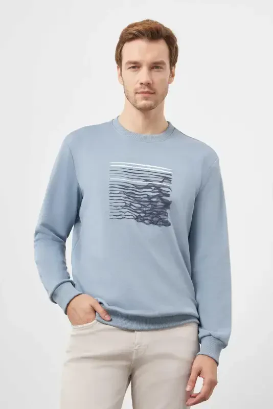 Morven Erkek Mavi Trend Bisiklet Yaka Sweat-Shirt - 4
