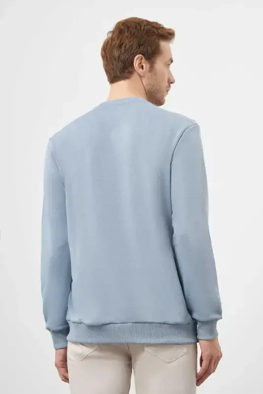 Morven Erkek Mavi Trend Bisiklet Yaka Sweat-Shirt - 5