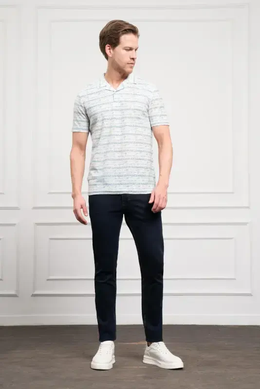 Morven Erkek Mavi Trend Dynamic Fit Rahat Kesim Polo Yaka T-Shirt - 2