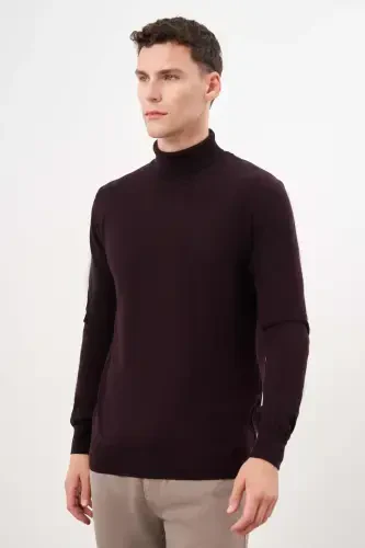 Morven Erkek Mor Basic Balıkçı Yaka Dynamic Fit Rahat Kesim Triko - MORVEN (1)