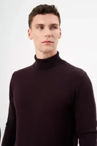 Morven Erkek Mor Basic Balıkçı Yaka Dynamic Fit Rahat Kesim Triko - 3