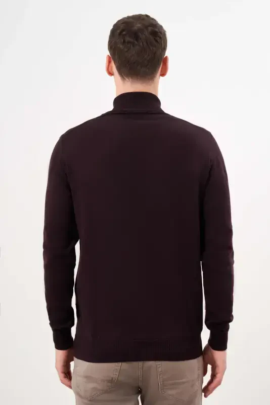 Morven Erkek Mor Basic Balıkçı Yaka Dynamic Fit Rahat Kesim Triko - 5