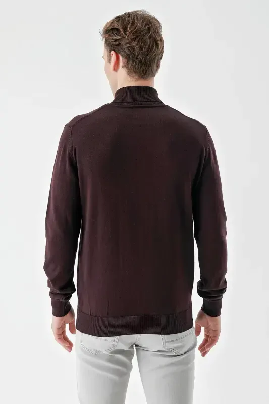 Morven Erkek Mor Basic Balıkçı Yaka Dynamic Fit Rahat Kesim Triko - 6