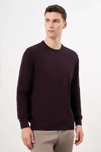 Morven Erkek Mor Basic Bisiklet Yaka Dynamic Fit Rahat Kesim Triko - MORVEN (1)