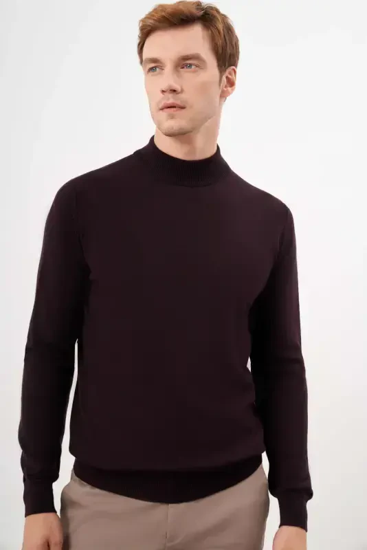 Morven Erkek Mor Basic Yarım Balıkçı Yaka Dynamic Fit Rahat Kesim Triko - 3