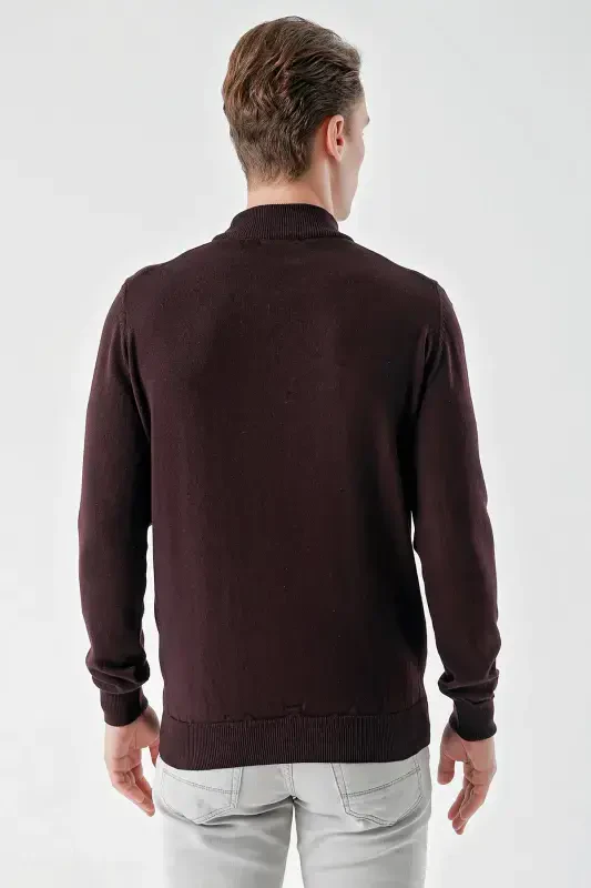 Morven Erkek Mor Basic Yarım Balıkçı Yaka Dynamic Fit Rahat Kesim Triko - 6