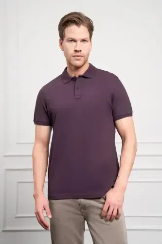 Modazone Erkek Mürdüm Basic Polo Yaka Dynamic Fit T-Shirt 