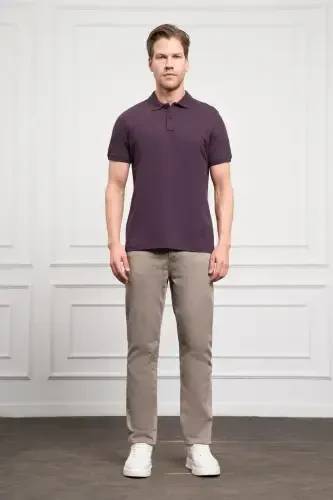 Modazone Erkek Mürdüm Basic Polo Yaka Dynamic Fit T-Shirt - MORVEN (1)
