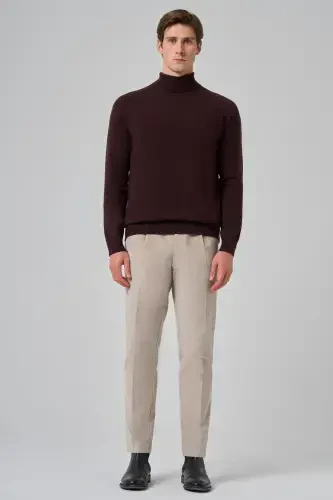 Morven Erkek Mürdüm Trend Core Spun Balıkçı Yaka Dynamic Fit Rahat Kesim Triko - 3