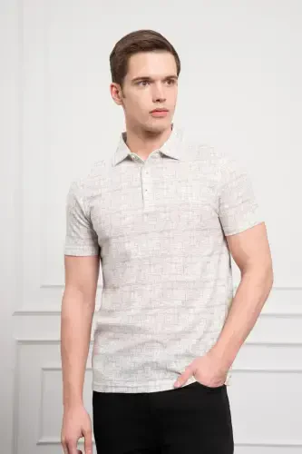 Morven Erkek Nefti Trend Polo Yaka Desenli Dynamic Fit Rahat Kesim T-Shirt - MORVEN (1)