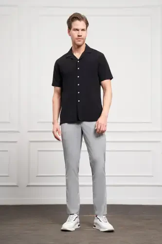Morven Erkek Siyah Apaş Yaka Kısa Kol Gömlek - MORVEN (1)