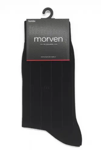 Morven Erkek Siyah Bambu Desenli Soket Çorap - MORVEN (1)