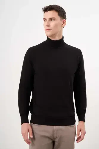 Morven Erkek Siyah Basic Balıkçı Yaka Dynamic Fit Rahat Kesim Triko - 3