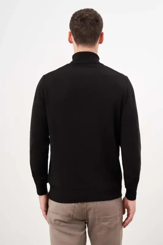 Morven Erkek Siyah Basic Balıkçı Yaka Dynamic Fit Rahat Kesim Triko - 5