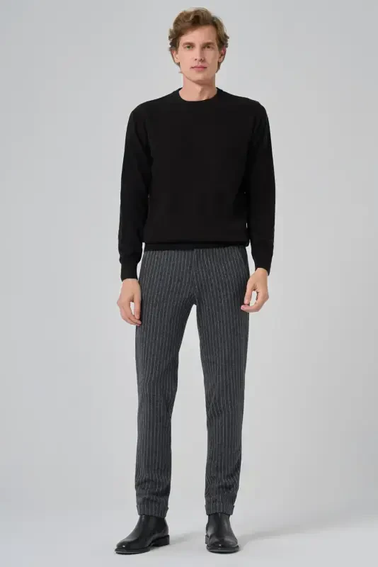 Morven Erkek Siyah Basic Bisiklet Yaka Dynamic Fit Rahat Kesim Triko - 4