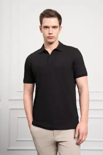 Morven Erkek Siyah Basic Polo Yaka Dynamic Fit T-Shirt 