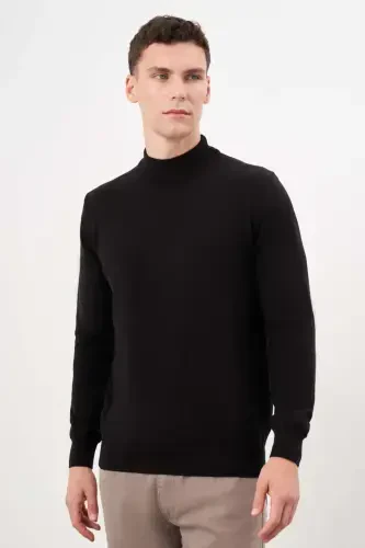 Modazone Erkek Siyah Basic Yarım Balıkçı Yaka Dynamic Fit Rahat Kesim Triko - 2