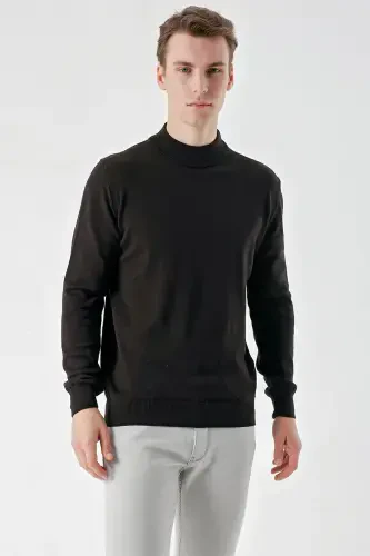 Morven Erkek Siyah Basic Yarım Balıkçı Yaka Dynamic Fit Rahat Kesim Triko - MORVEN (1)
