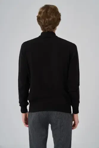 Morven Erkek Siyah Basic Yarım Balıkçı Yaka Dynamic Fit Rahat Kesim Triko - 5