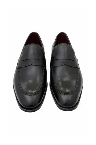 Modazone Erkek Siyah Classic Analin Neolit Taban Kuşaklı Ayakkabı - 2