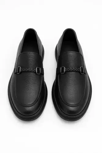 Morven Erkek Siyah Deri Kuşaklı Casual Ayakkabı - MORVEN (1)