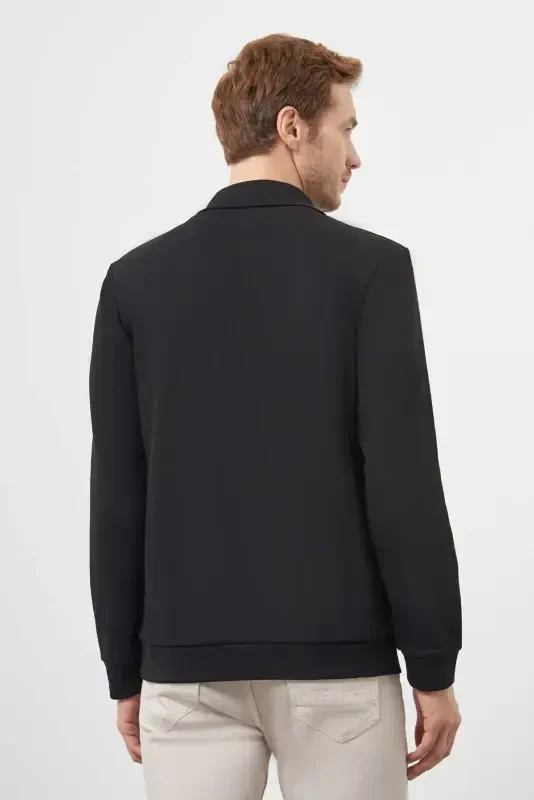 Morven Erkek Siyah Fermuarlı Bato Yaka Sweat-Shirt - 5