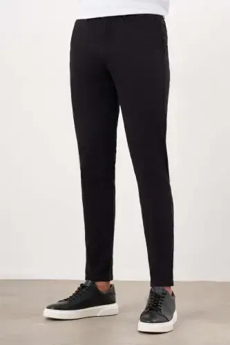 Morven Erkek Siyah Mevsimlik Pamuk Yan Cep Slim Fit Chino Pantolon - 2