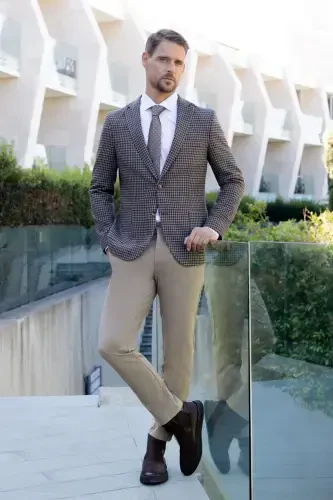 Morven Erkek Siyah Örme Slim Fit Torba Cep Mono Yaka Spor Ceket - 4