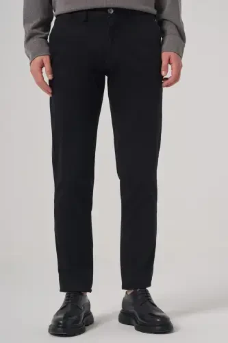 Morven Erkek Siyah Pamuk Trend Slim Fit Chino Pantolon - 1
