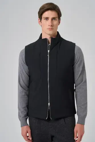 Morven Erkek Siyah Polyamide Spor Gizli Cep Fermuarlı Yelek - MORVEN (1)