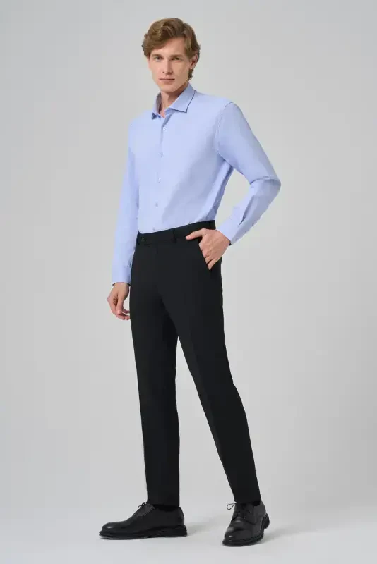 Morven Erkek Siyah Poliviskon Basic Slim Fit Pantolon - 4