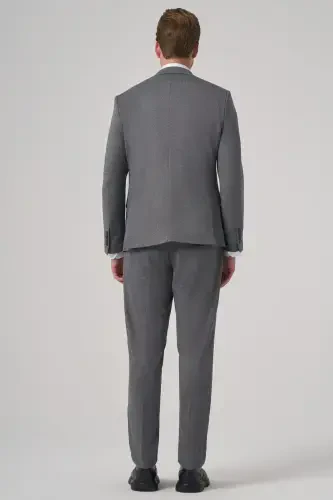 Morven Erkek Siyah Poliviskon Trend Desenli Slim Fit Yelekli Kombinli Takım Elbise - 5