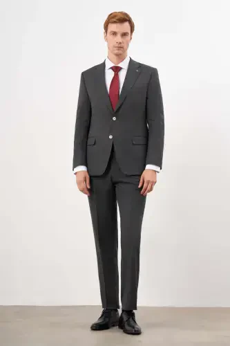 Modazone Erkek Siyah Poliviskon Trend Ekoseli Dynamic Fit Mono Yaka Takım Elbise - MORVEN (1)