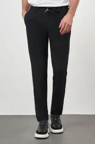 Morven Erkek Siyah Poliviskon Trend İpli Jogger Slim Fit Spor Pantolon - 2